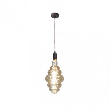 Colgante Loreto 1xe27 Marron/ambar  Bombilla Incluida 8w 3000k 620lm Regx20x20 Cm