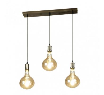 Lampara Sira 3xe27 Cuero/ambar  Bombillas   Incluidas 24w 3000k 1920lm Regx64x16 Cm