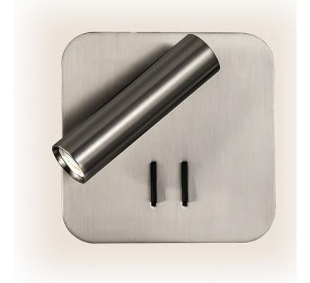 Aplique 2+6w 4000k Manet Cuadrado Niquel 130lm  Doble Encendido 14x14x12 Cm
