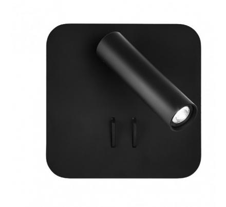 Aplique 2+6w 4000k Manet Cuadrado Negro 130lm  Doble Encendido 14x14x12 Cm