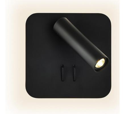 Aplique 2+6w 4000k Manet Cuadrado Negro 130lm  Doble Encendido 14x14x12 Cm