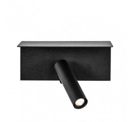 Aplique 3w 4000k Leonardo Negro C/estante Y Usb  150lm C/interruptor 14x18x14cm Orientb