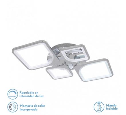 Plafon 86w 3000-4000-6500k Cromo Elara 9x76x46 Cm 11610Lm Regulable, Memoria y C. Remoto