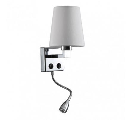 Aplique 3w 4000k +1xe27 Paulo Cromo/pantalla Blanca 285lm 37x14x17cm Doble Encendido