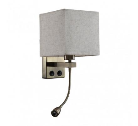 Aplique 3w 4000k+1xe27 Stephen Cuero/pantalla Beis 285lm 38x17x20cm Doble Encendido