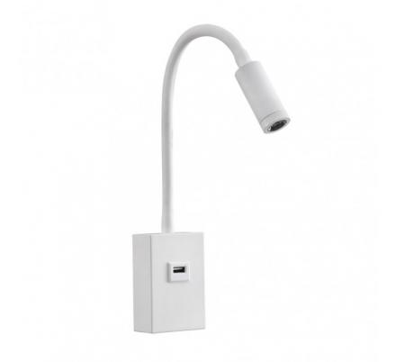 Aplique 3w 4000k Capote Blanco Usb E Interrupt. 43x6x4 Cm 285lm Articulab. Y Orientab.