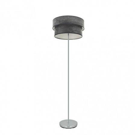 Pie Salon Triple Doble 1xe27 Cromo/madera Negra 162x40x40 Cm