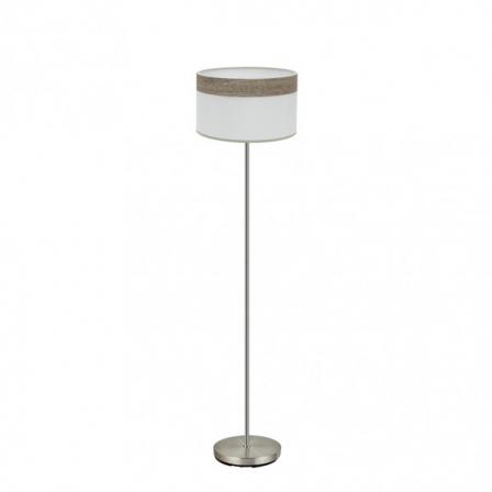 Pie Salon Cloe 1xe27 Niquel/blanca-madera Gris 162x40x40 cm