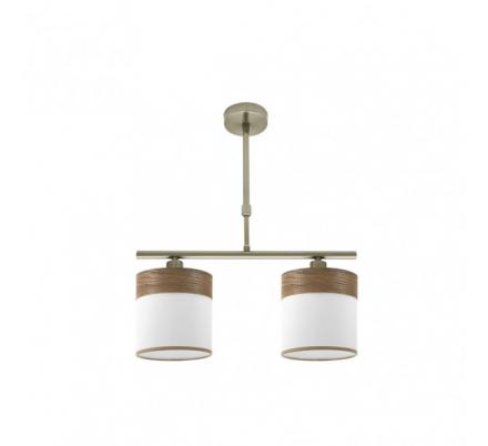 Lampara Cloe 2xe14 Cuero/blanca-madera Oscura Regx43x14 cm
