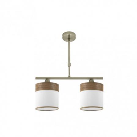 Lampara Cloe 2xe14 Cuero/blanca-madera Oscura Regx43x14 cm
