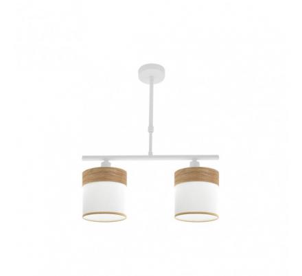 Lampara Cloe 2xe14 Blanca/blanca-madera Clara Regx43x14 cm