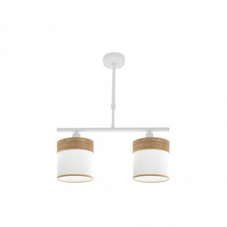 Lampara Cloe 2xe14 Blanca/blanca-madera Clara Regx43x14 cm