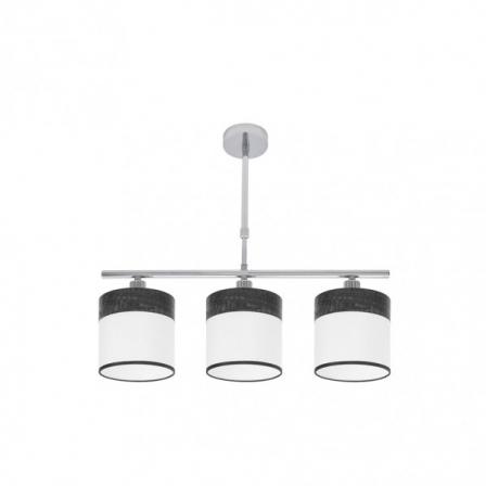 Lampara Cloe 3xe14 Cromo/blanca-madera Negra Regx55x14 cm