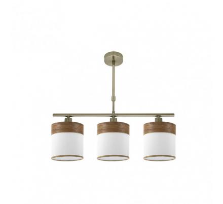Lampara Cloe 3xe14 Cuero/blanca-madera Oscura Regx55x14 cm
