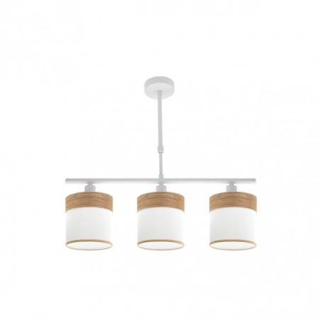 Lampara Cloe 3xe14 Blanca/blanca-madera Clara Regx55x14 cm