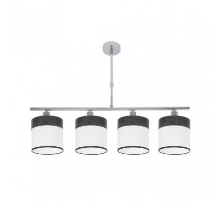 Lampara Cloe 4xe14 Cromo/blanca-madera Negra Regx75x14 cm