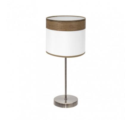 Sobremesa Cloe 1xe14 Cuero/blanca-madera Oscura 42x18x18 cm