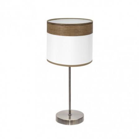 Sobremesa Cloe 1xe14 Cuero/blanca-madera Oscura 42x18x18 cm