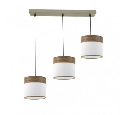 Regleta Cloe 3xe27 Cuero/blanca-madera Oscura Regx60x16 cm