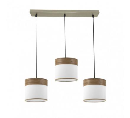 Regleta Cloe 3xe27 Cuero/blanca-madera Oscura Regx60x16 cm