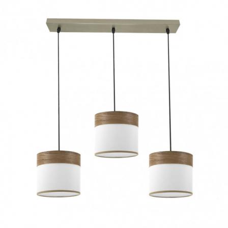 Regleta Cloe 3xe27 Cuero/blanca-madera Oscura Regx60x16 cm