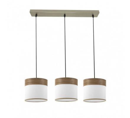 Regleta Cloe 3xe27 Cuero/blanca-madera Oscura Regx60x16 cm