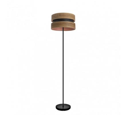 Pie Salon Colet 1xe27 Negro/madera Oscura 160x40x40 Cm