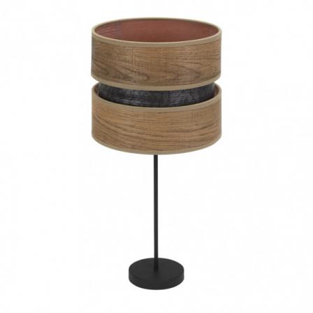 Sobremesa Alto Colet 1xe27 Negro/madera Oscura 61x30x30 Cm