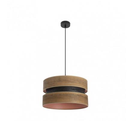 Colgante Colet 1xe27 Negro/madera Oscura Regx40x40 Cm