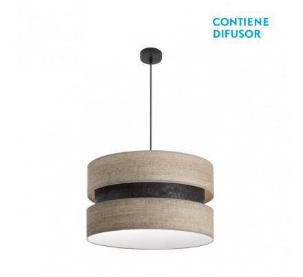 Colgante Colet 2xe27 Negro/madera Gris Regx50x50 Cm