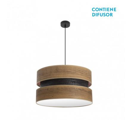 Colgante Colet 2xe27 Negro/madera Oscura Regx50x50 Cm