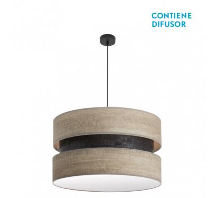 Colgante Colet 3xe27 Negro/madera Gris Regx60x60 Cm
