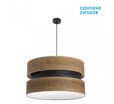 Colgante Colet 3xe27 Negro/madera Oscura Regx60x60 Cm
