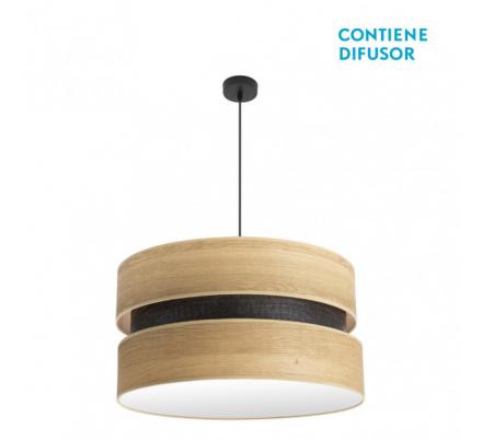 Colgante Colet 3xe27 Negro/madera Clara Regx60x60 Cm