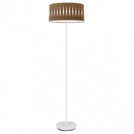 Pie Salon Piron 1xe27 Blanco/madera Oscura 165x40x40 Cm