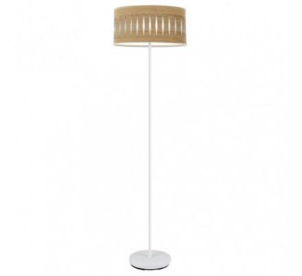 Pie Salon Piron 1xe27 Blanco/madera Clara 165x40x40 Cm
