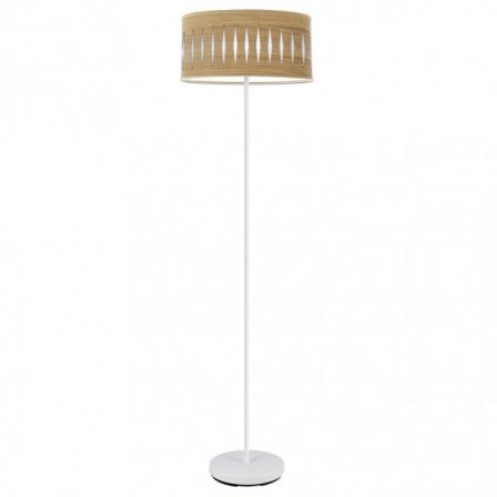 Pie Salon Piron 1xe27 Blanco/madera Clara 165x40x40 Cm
