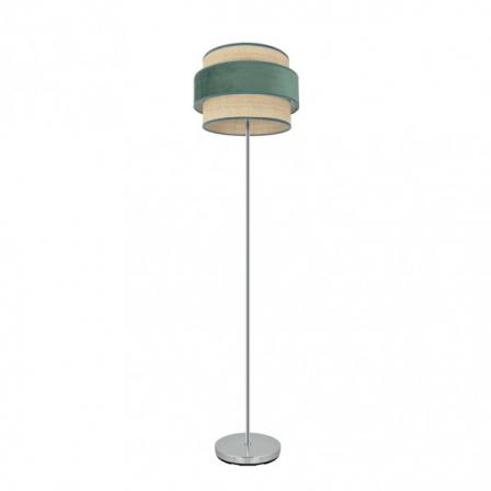 Pie De Salon Reyes 1xe27 Cromo/natural-verde 160x40x40 cm