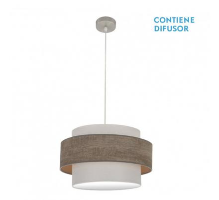 Colgante Myriam 2xe27 Niquel/madera Gris Regx50x50 Cm