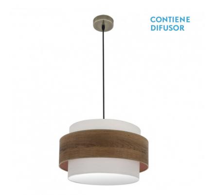 Colgante Myriam 2xe27 Cuero/Madera Oscura Regx50x50 Cm