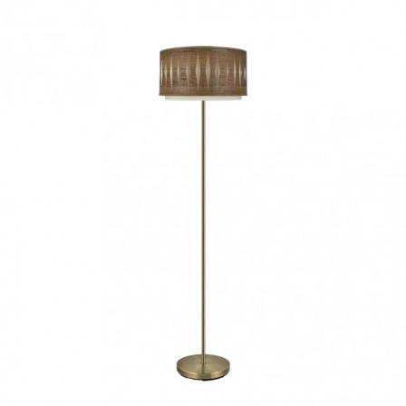 Pie Salon Alexandra 1xe27 Cuero/madera Oscura 162x40x40 Cm