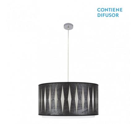 Colgante Alexandra 2xe27 Cromo/madera Negra Regx50x50 cm