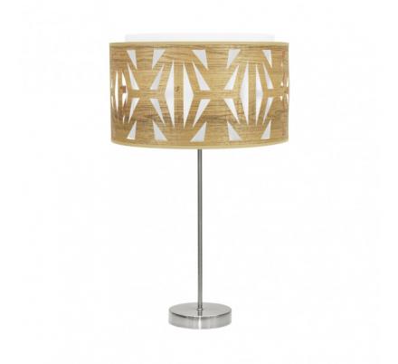 Sobremesa Alto Katerina 1xe27 Niquel/madera Clara 61x30x30 Cm