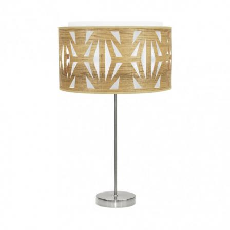 Sobremesa Alto Katerina 1xe27 Niquel/madera Clara 61x30x30 Cm