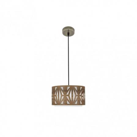Colgante Katerina 1xe27 Cuero/madera Oscura Regx30x30 cm
