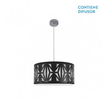 Colgante Katerina 2xe27 Cromo/Madera Negra Regx50x50 cm