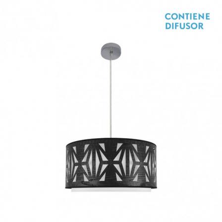 Colgante Katerina 2xe27 Cromo/Madera Negra Regx50x50 cm
