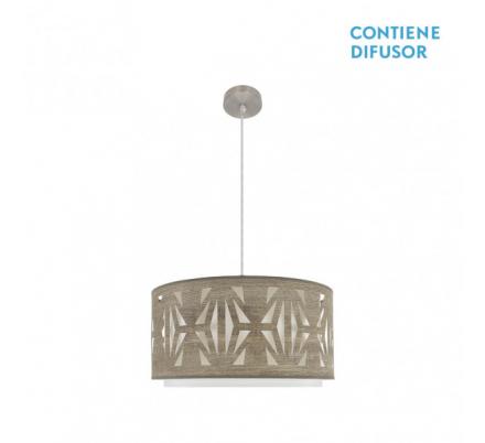 Colgante Katerina 2xe27 Niquel/madera Gris Regx50x50 cm