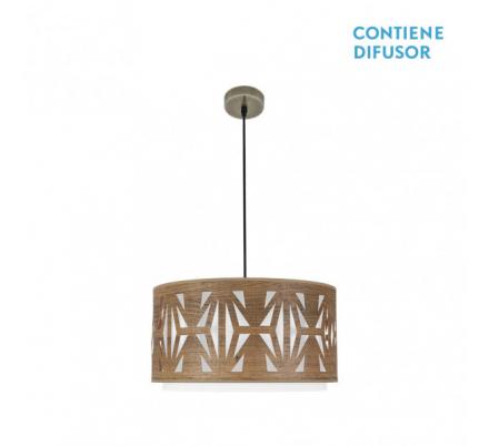 Colgante Katerina 2xe27 Cuero/madera Oscura Regx50x50 cm