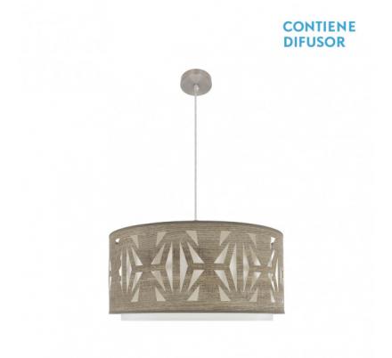 Colgante Katerina 3xe27 Niquel/madera Gris Regx60x60 cm
